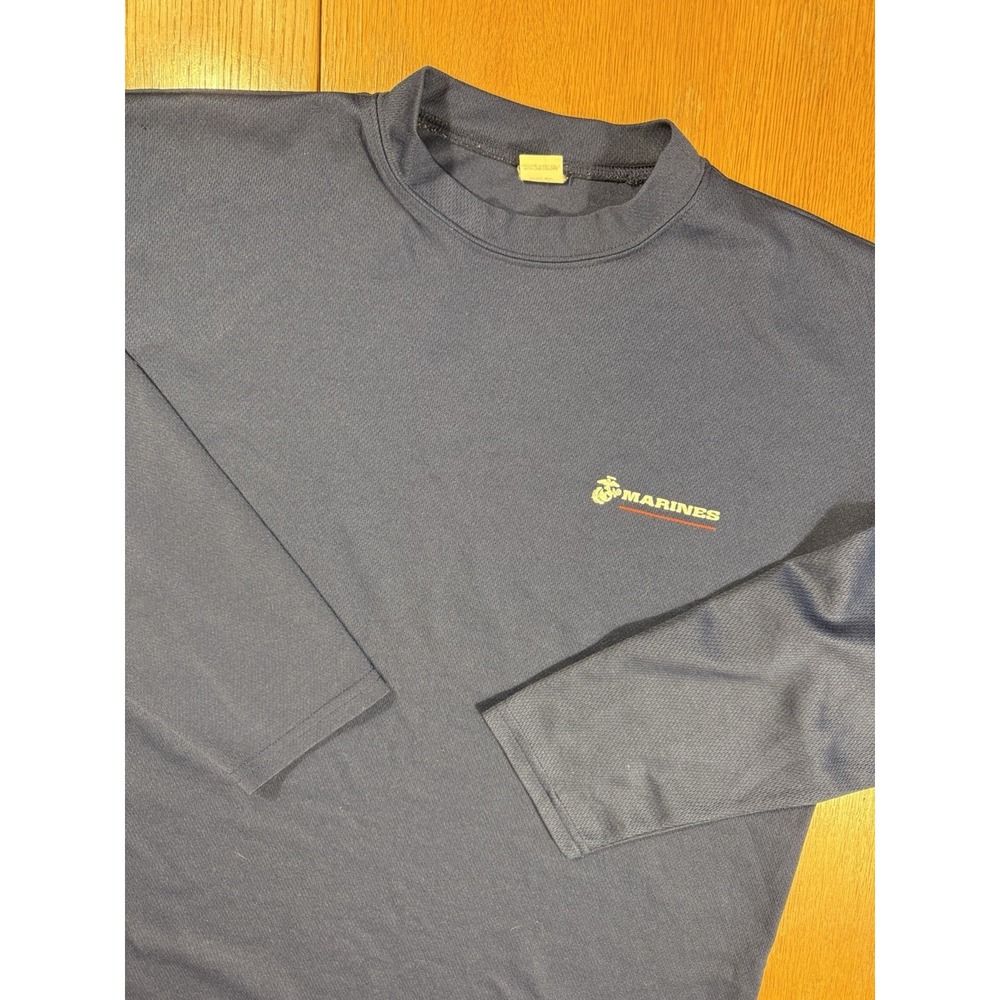 US Marines Long Sleeve Performance‎ Shirt Mens XL Blue Made USA Polyester